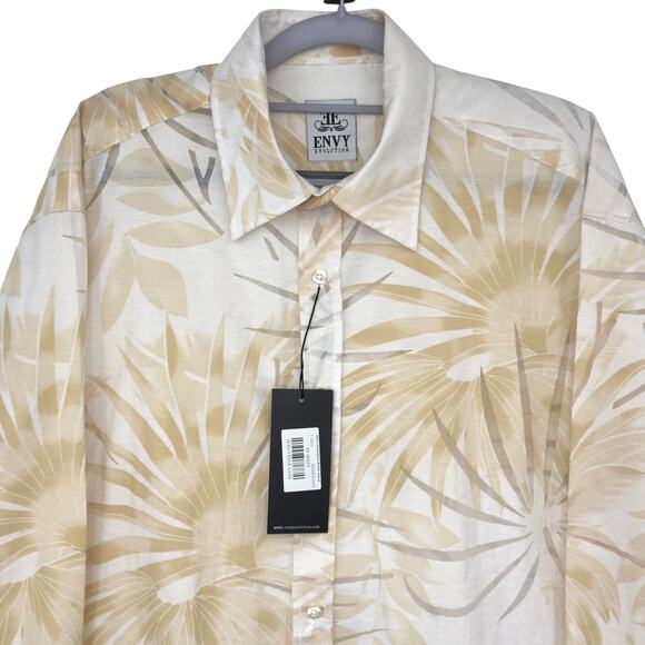 NWT Envy Evolution Mens Long Sleeve Casual Button-Up Shirt L Palm Print Tropical - Picture 2 of 12